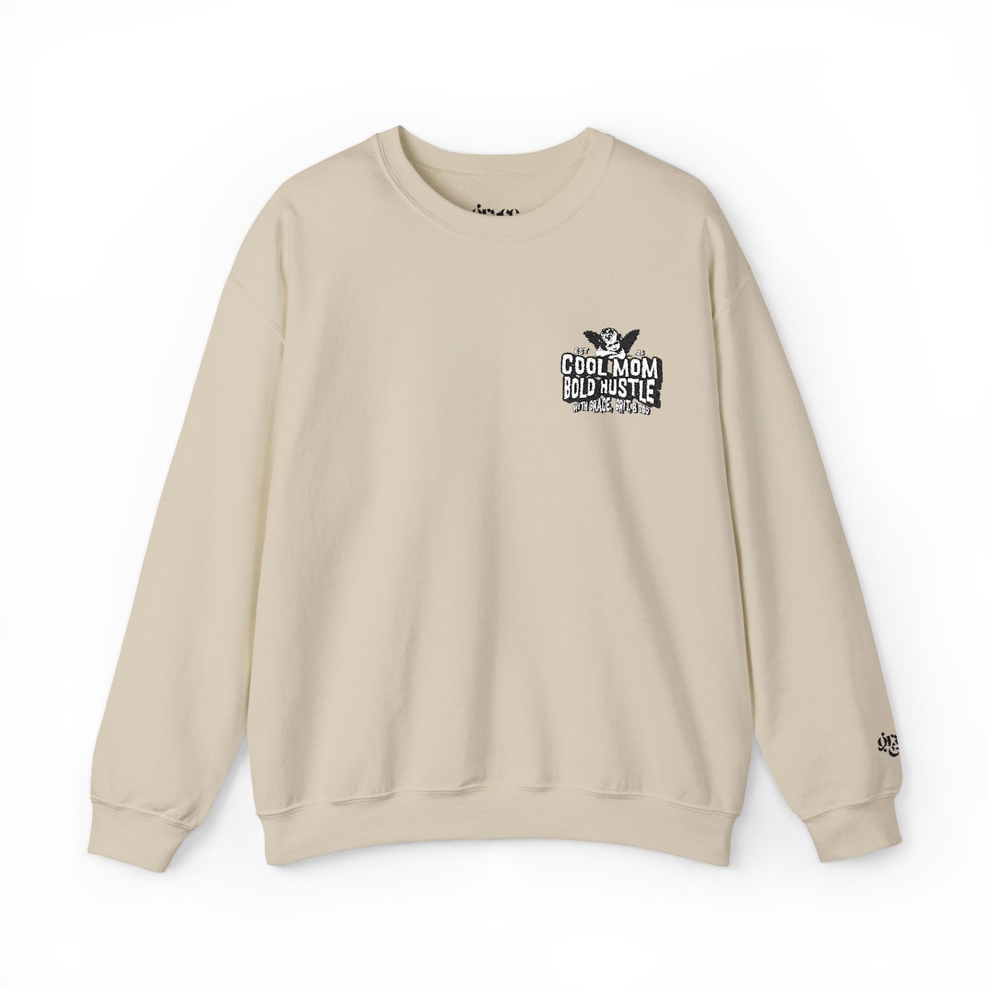 Cool Mom Bold Hustle Embroidered Crewneck Sweatshirt
